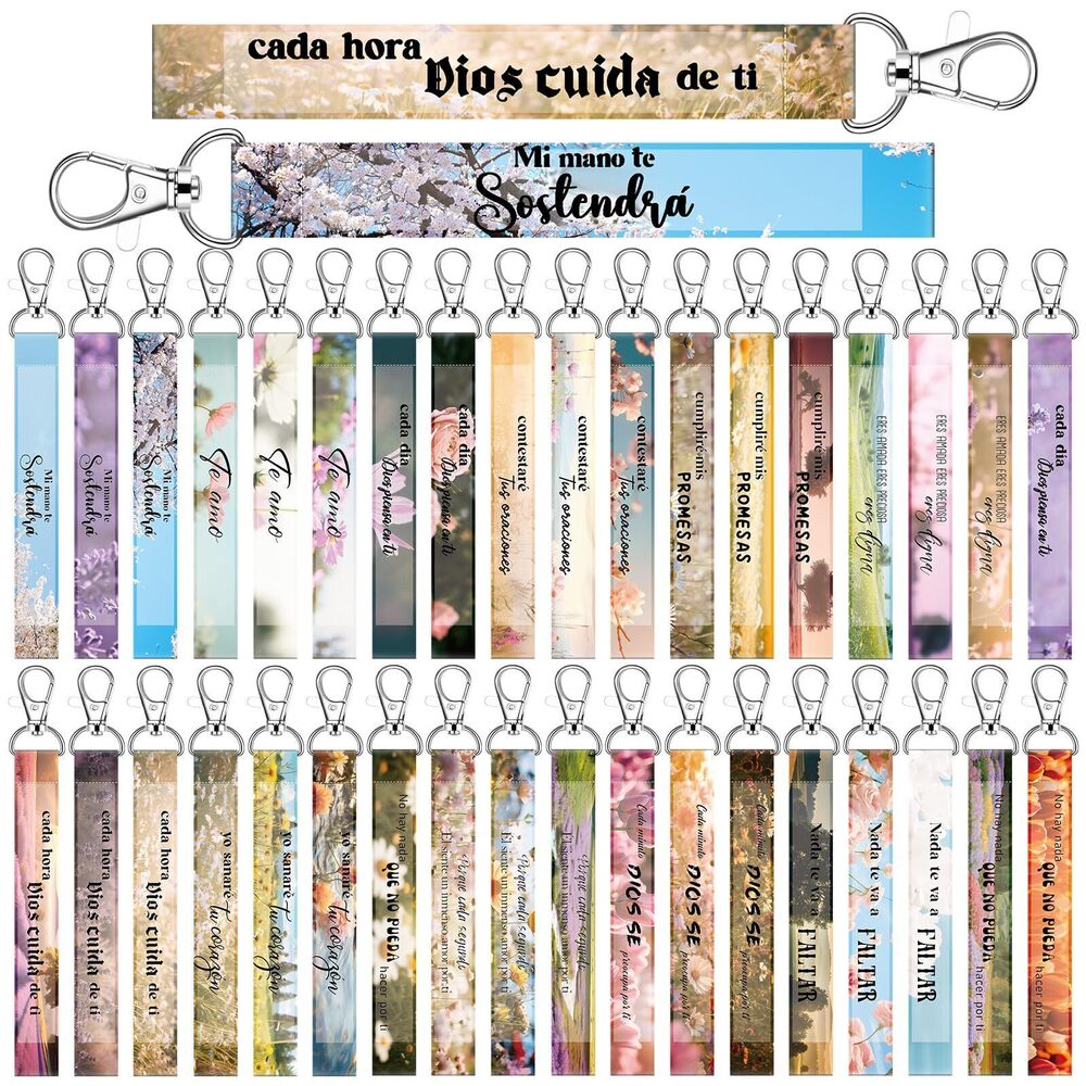 4153 36 Pcs Spanish Christian Keychain Gifts Bulk Llaveros Cristianos En